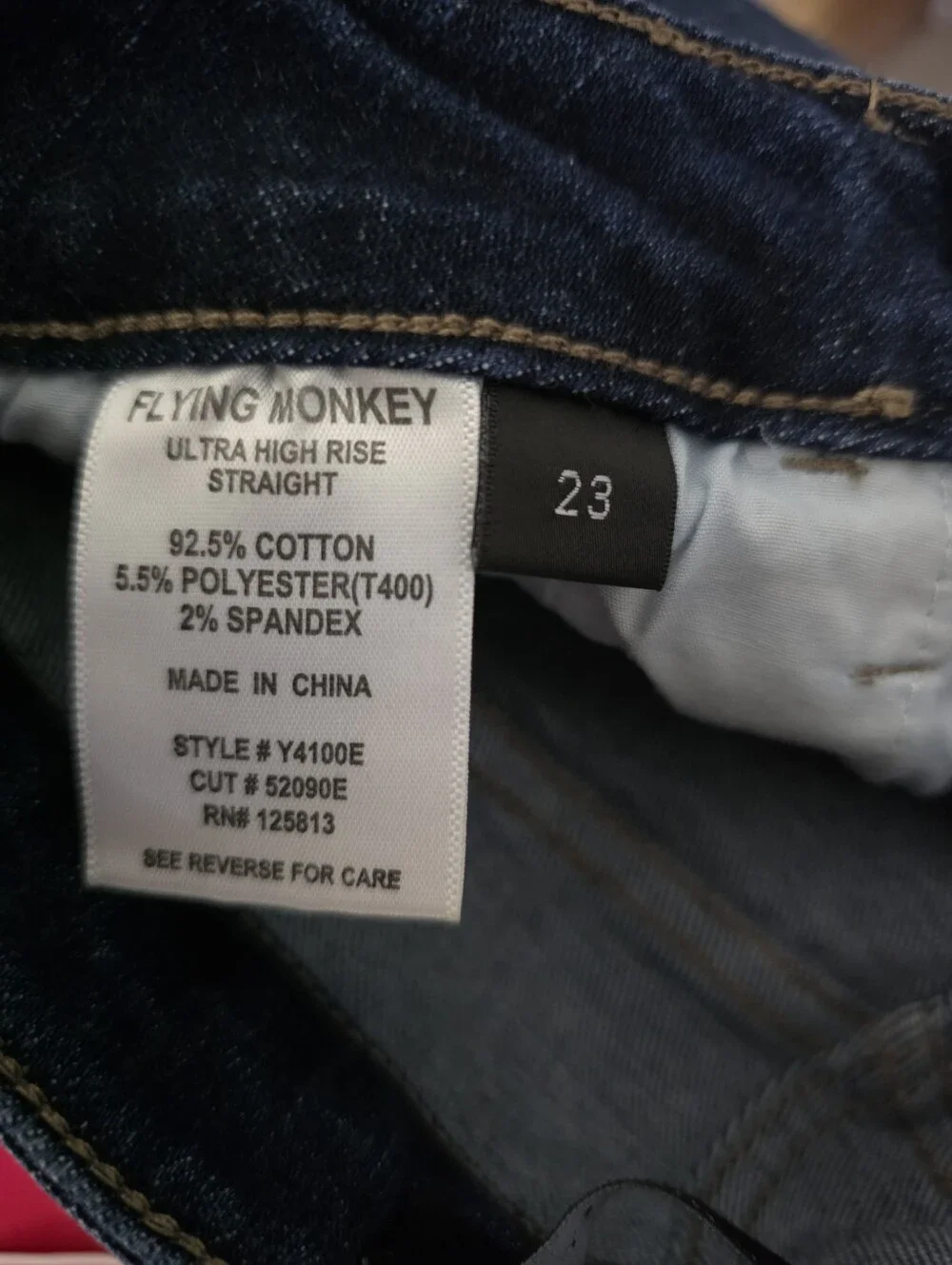 Flying Monkey Womens Size 23 Ultra High Rise Skinny Dark Denim Jeans Distressed‎
